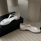 Summer New Hollow Roman Sandals White Sheepskin