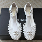 Summer New Hollow Roman Sandals White Sheepskin