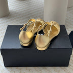 Summer New Hollow Roman Sandals Gold Sheepskin