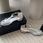Summer New Hollow Roman Sandals Silver Sheepskin