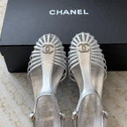 Summer New Hollow Roman Sandals Silver Sheepskin