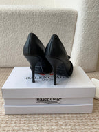KNIFE CHEMISE HIGH PUMPS IN BLACK COTTON AND CALFSKIN