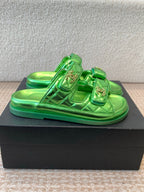 DAD SANDAL IN EMERALD GREEN SHEEPSKIN MULE