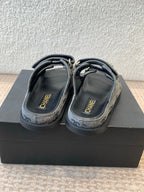 DAD SANDAL IN BLACK DENIM FABRIC MULE