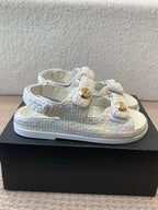 DAD SANDAL IN WHITE MIX COLORFUL FABRIC