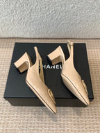 MID-HEEL SLINGBACKS IN BISQUE BEIGE PATENT CALFSKIN