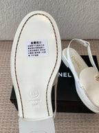 CC MOCCASIN SLINGBACK IN WHITE PATENT CALFSKIN