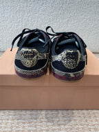 GYMNASIUM SNEAKER IN BLACK FABRIC AND BLACK RED SNAKE EFFECT CALFSKIN
