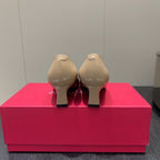 ROGER VIVIER 25S BELLE VIVIER PUMPS 45MM IN BEIGE CALFSKIN GOLD BUCKLE