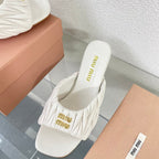 Women's Mid - Heel White Leather Stylized