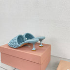 Women's Mid - Heel Baby Blue Leather
