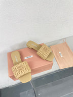 Women's Apricot Leather Slippers