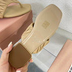 Flip-Flops Apricot Color Leather Stylized
