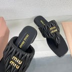 Flip-Flops Black Color Leather Stylized