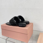 Flip-Flops Black Color Leather Stylized