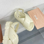 Thick-Soled Sandals Light Cream Leather