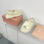 Thick-Soled Sandals Light Cream Leather
