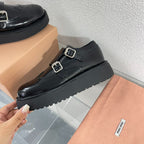 Baroque Thick-Soled Oxford Shoes Black Calfskin