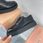 Baroque Thick-Soled Oxford Shoes With Laces Black Calfskin