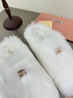 WHITE RABBIT FUR MULES