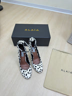 DECOLLETE PUMPS IN BLACK MIX WHITE DOTS HAIRCALF