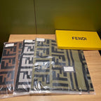 FF 180 CM SCARF IN CAMEL BROWN MIX BLACK CASHMERE AND WOOL