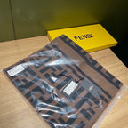 FF 180 CM SCARF IN CAMEL BROWN MIX BLACK CASHMERE AND WOOL