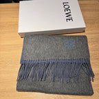 SCARF 180 CM IN AEGEAN BLUE AND MO GRAY WOOL AND CASHMERE 411837