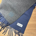 SCARF 180 CM IN AEGEAN BLUE AND MO GRAY WOOL AND CASHMERE 411837