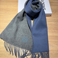 SCARF 180 CM IN AEGEAN BLUE AND MO GRAY WOOL AND CASHMERE 411837