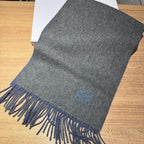 SCARF 180 CM IN AEGEAN BLUE AND MO GRAY WOOL AND CASHMERE 411837