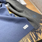 SCARF 180 CM IN AEGEAN BLUE AND MO GRAY WOOL AND CASHMERE 411837