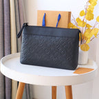 LV M82545 Embossed Takeoff Pouch  Black Monogram Shadow Cowhide  179421