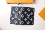 LV Pocket Organizer Wallet Grey Navy Blue Monogram Cowhide 248064