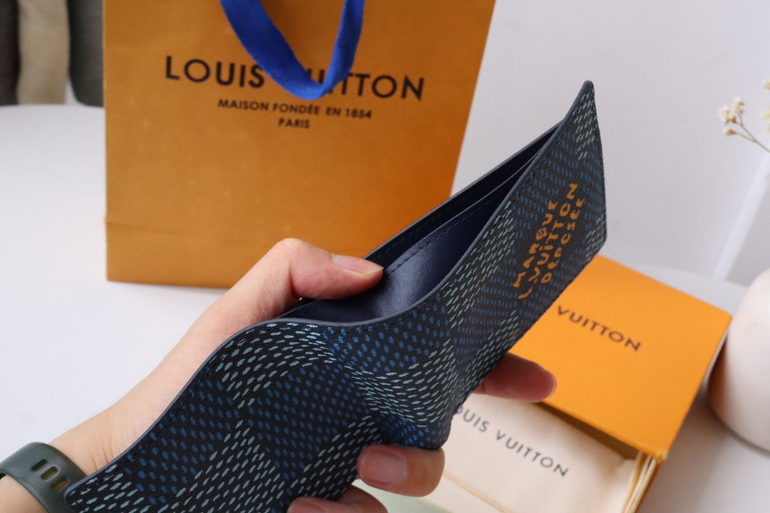 LV Multiple Wallet Blue Damier Heritage Canvas 217108