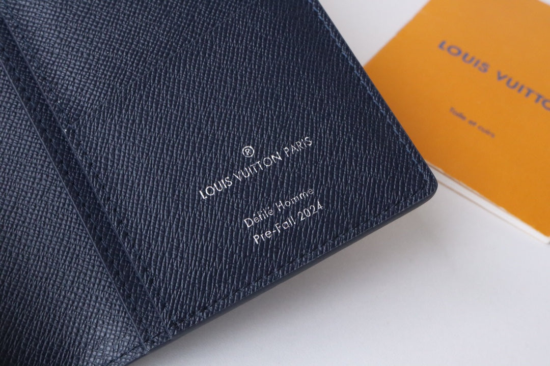 LV Pocket Organizer Vertical Blue Damier Heritage Canvas 217109