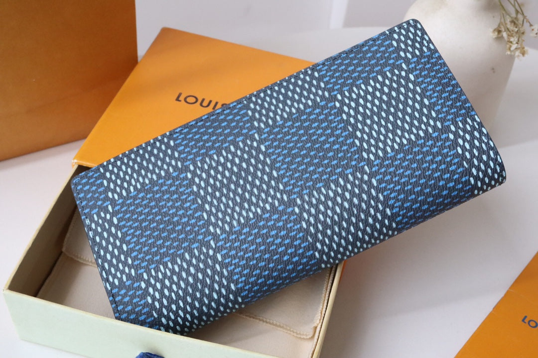 LV Pocket Organizer Vertical Blue Damier Heritage Canvas 217109