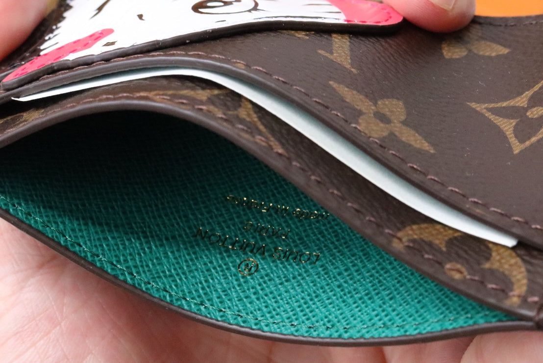 LV x SY Horse Card Holder Brown Green Monogram Canvas 204656