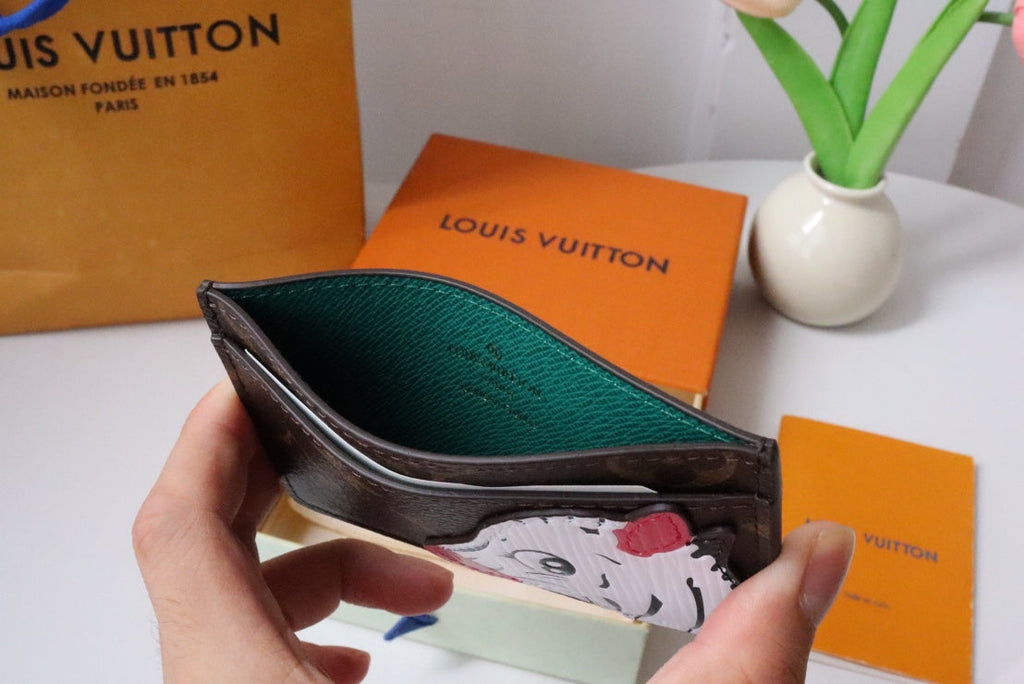 LV x SY Horse Card Holder Brown Green Monogram Canvas 204656