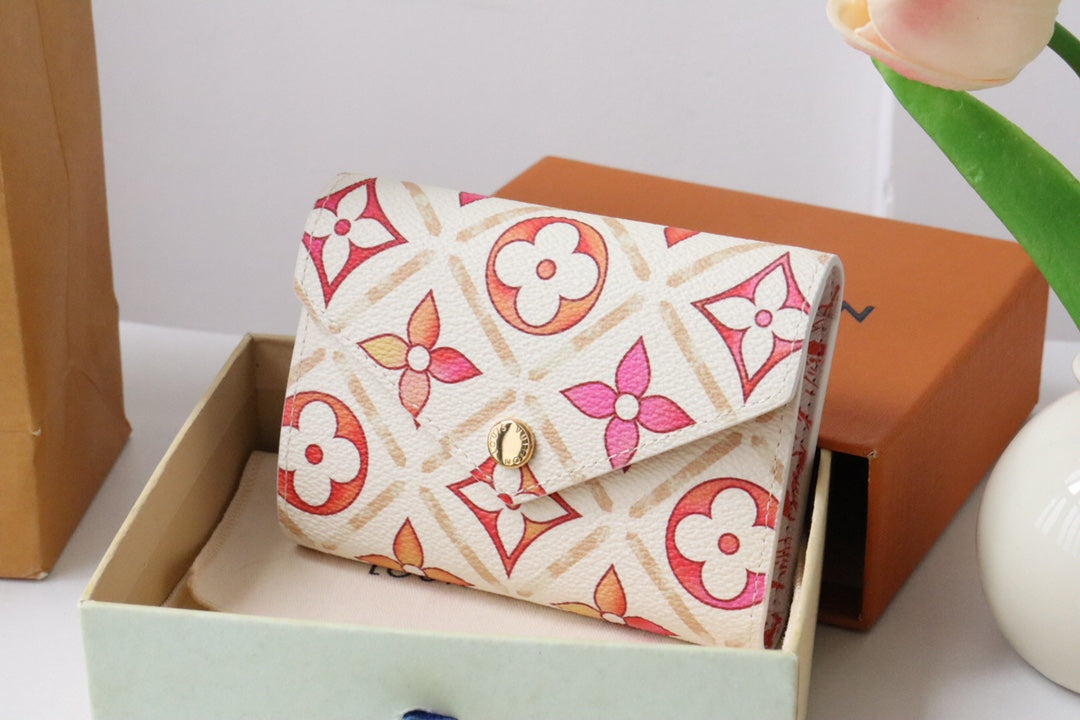 LV By the Pool Victorine Wallet Pink Monogarm Tiles Print Canvas 204713