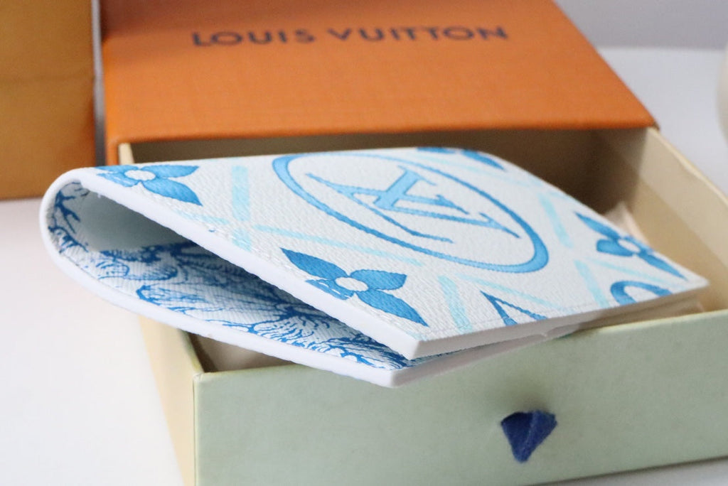 LV By the Pool Passport Card Holder Blue Monogarm Tiles Print Canvas 204707