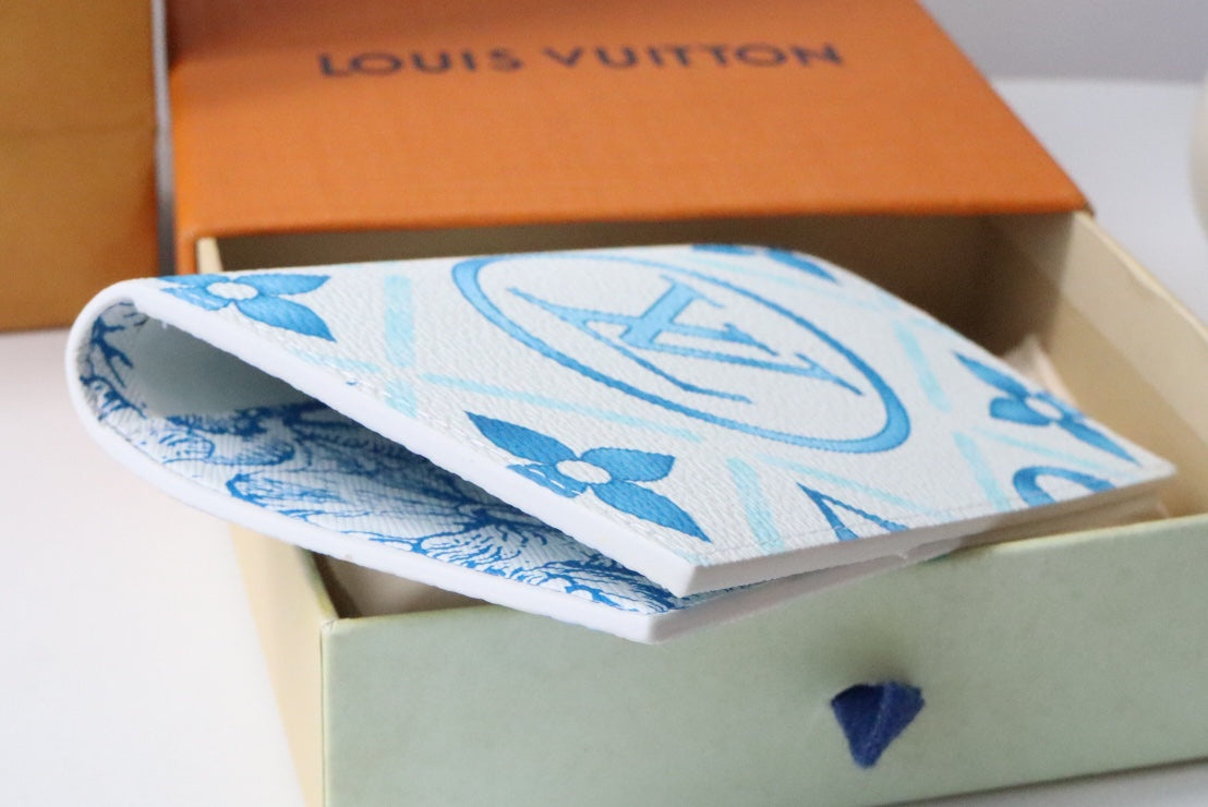 LV By the Pool Passport Card Holder Blue Monogarm Tiles Print Canvas 204707