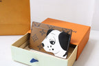 LV x SY Dog Card Holder Brown Red Monogram Canvas 204658