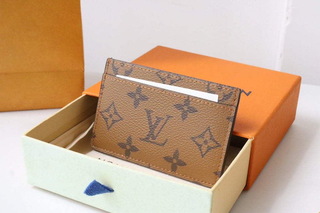 LV x SY Dog Card Holder Brown Red Monogram Canvas 204658