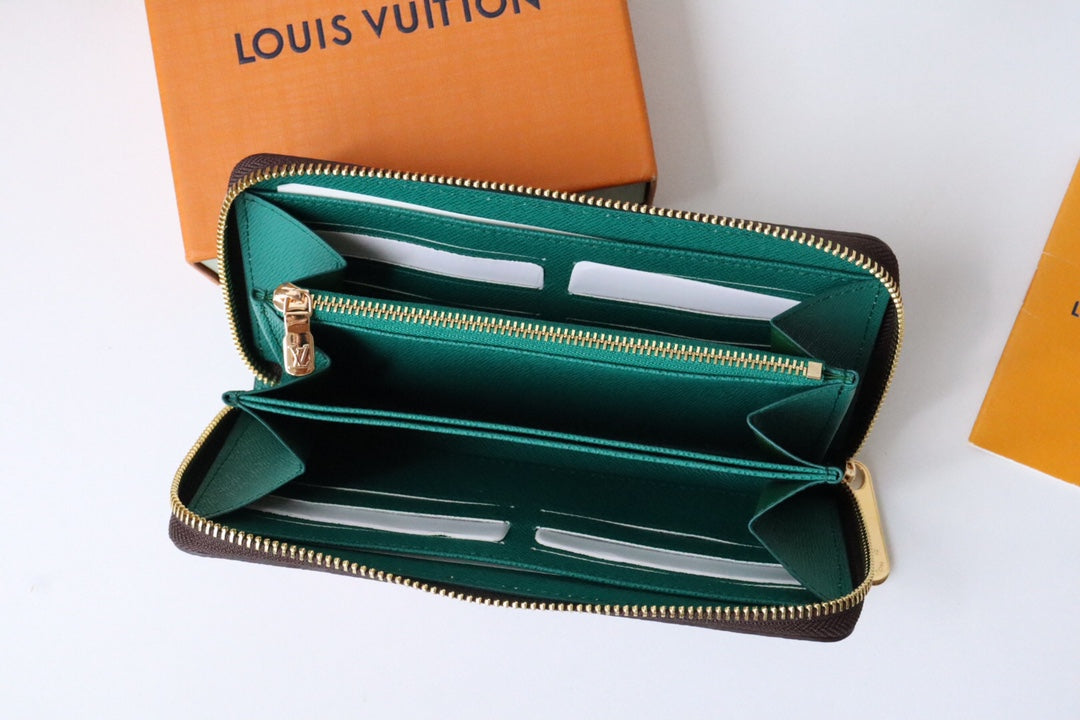 LV x SY Rabbit Zipper Wallet Brown Green Monogram Canvas 204661