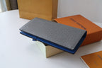 LV M11580 Brazza Wallet Gray Blue Cowhile 224132