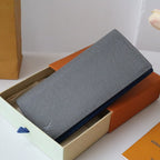 LV M11580 Brazza Wallet Gray Blue Cowhile 224132