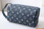 LV Locker Dopp Kit Khaki Blue Monogram Canvas 224139
