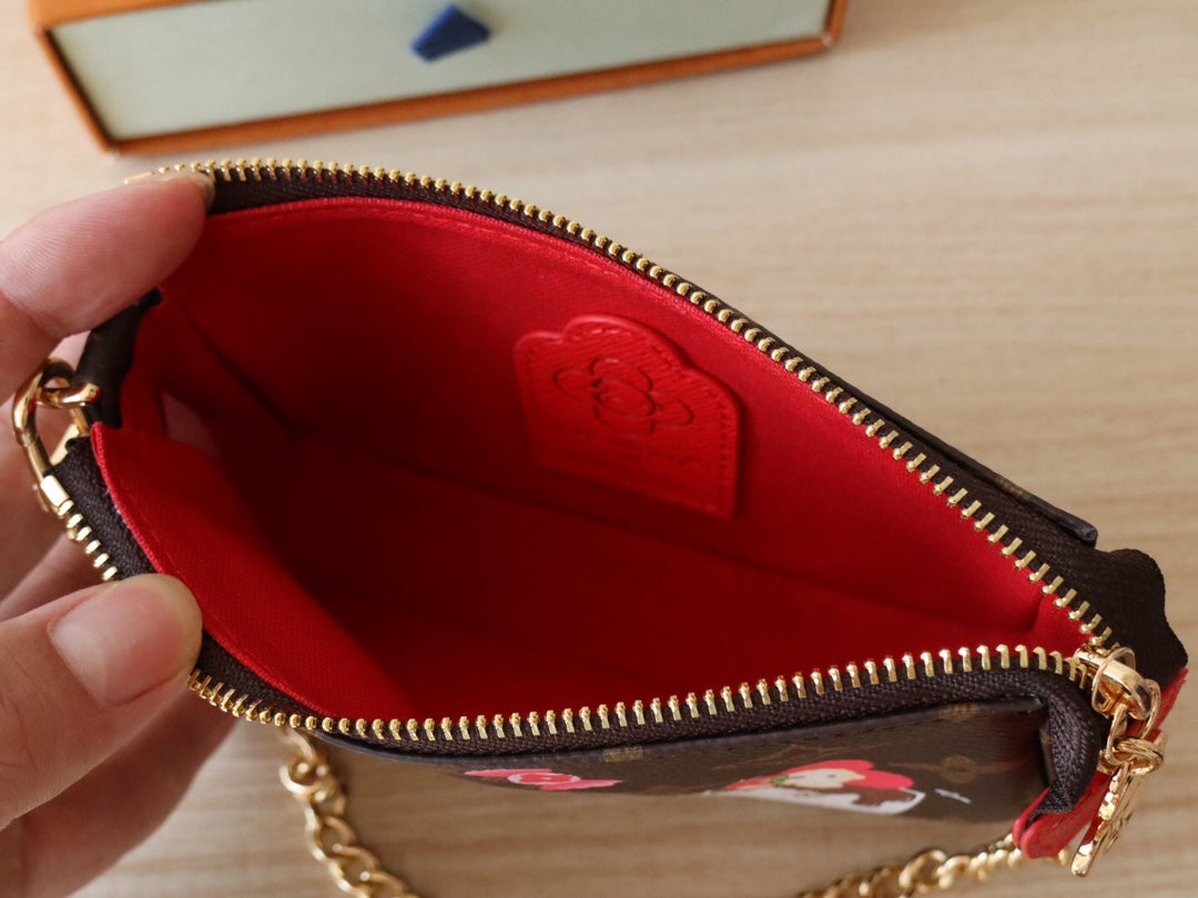 LV M12205 Mini Pochette Accessoires Candy Red Monogram Canvas 224255