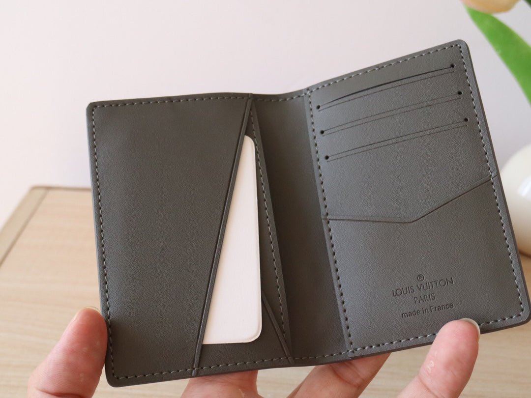 LV Pocket Organizer Wallet Anthracite Grey Monogram Cowhide 224281